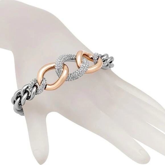 Swarovski chunky bracelet rose gold and silver main image 4